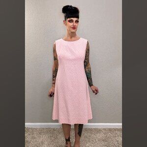 60s Pink Daisy Sheath Cotton Floral Dress Mod MCM Spring Summer Resort M L